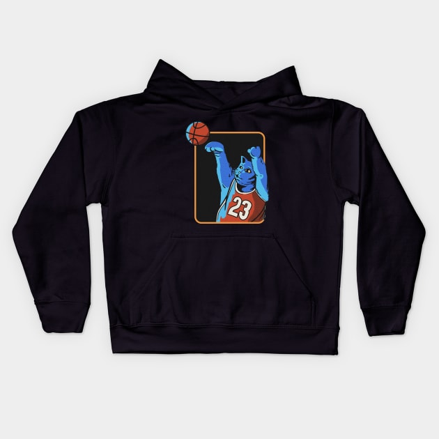 basketball the cat Kids Hoodie by Translucia